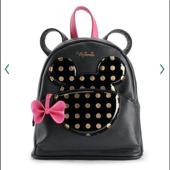 Dani by Danielle Nicole Disney’s Minnie Mouse Gold Polka Dot Mini Backpack NWT - Picture 1 of 6